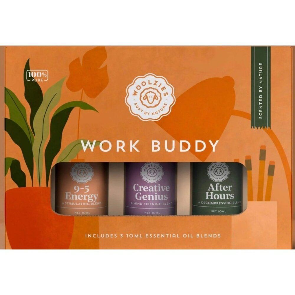 3 Pack Woolzies Work Buddy Collection Essential Oil Blends 10ml 100% Pure